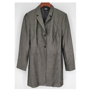 Dream Gray Long Blazer 2-button Virgin Wool Blend Women's UK 10, US 6